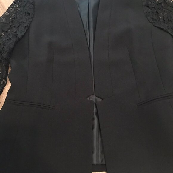 TAHARI Blazer Arthur Sir Levine Black with Lace Sleeves US Size 8 - Picture 3 of 10